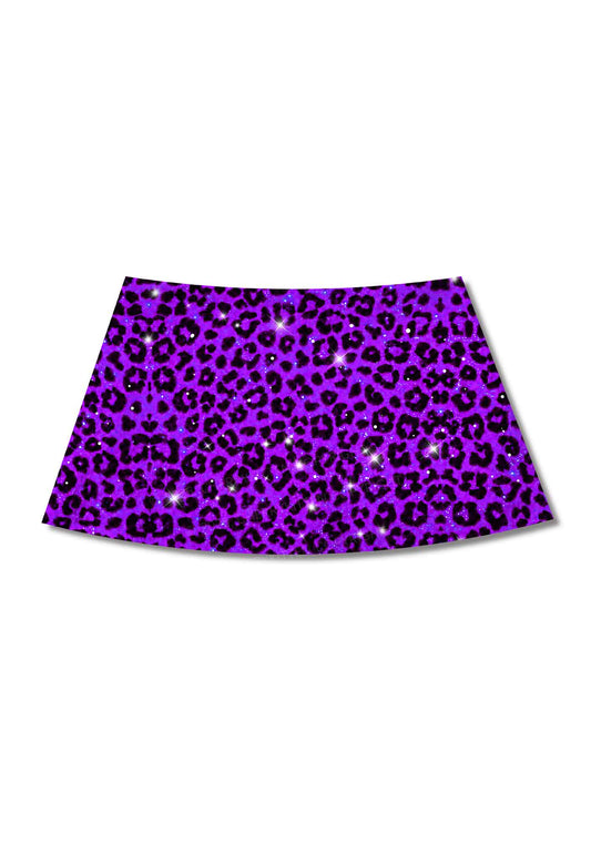 Dark Purple Leopard Y2K Print Mini Skirt Cherrykitten