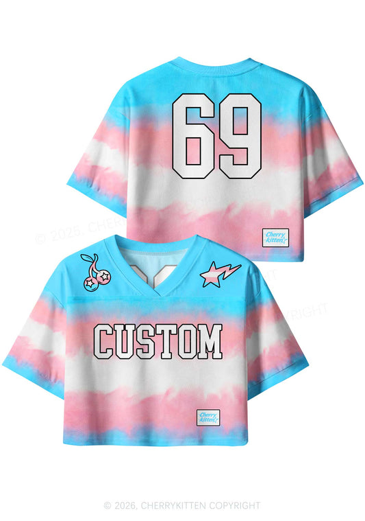 Custom Transgender Flag Pride Y2K Crop Sport Jersey Shirts Cherrykitten