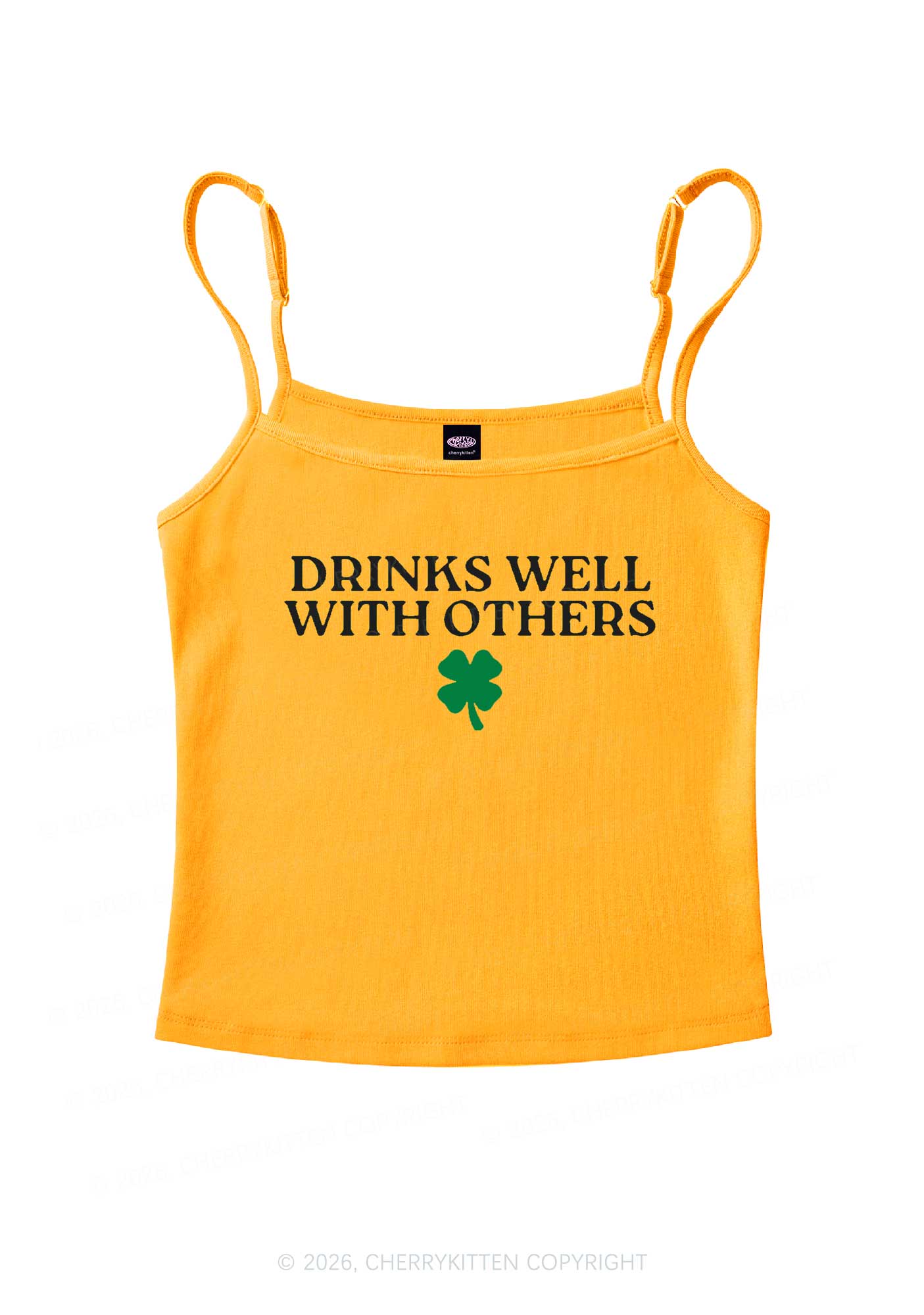 Drinks Well With Others St Patricks Y2K Spaghetti Strap Cami Cherrykitten