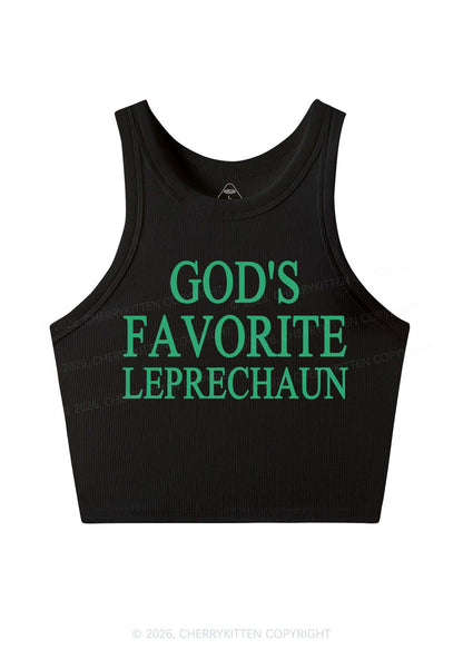 God's Favorite Leprechaun St Patricks Y2K Crop Tank Top Cherrykitten