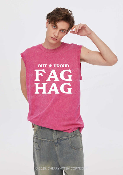 Fag Hag Pride Y2K Washed Muscle Tank Cherrykitten