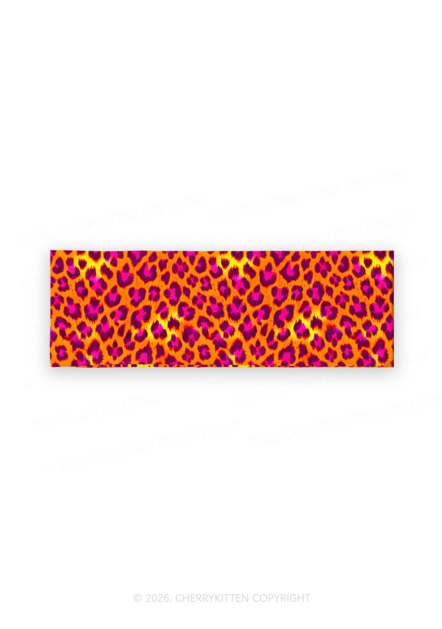 Orange Hot Pink Leopard Y2K Print Headband Cherrykitten