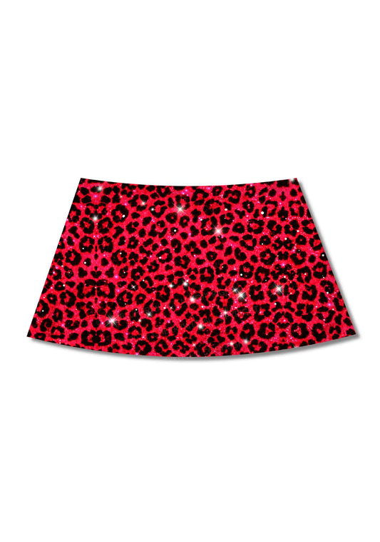 Bright Red Leopard Y2K Print Mini Skirt Cherrykitten