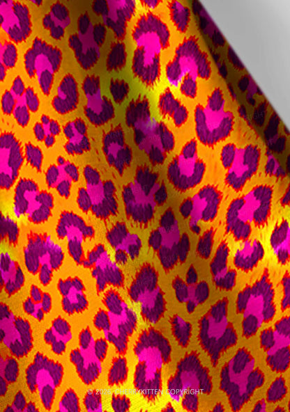 Orange Hot Pink Leopard Y2K Print Headband Cherrykitten
