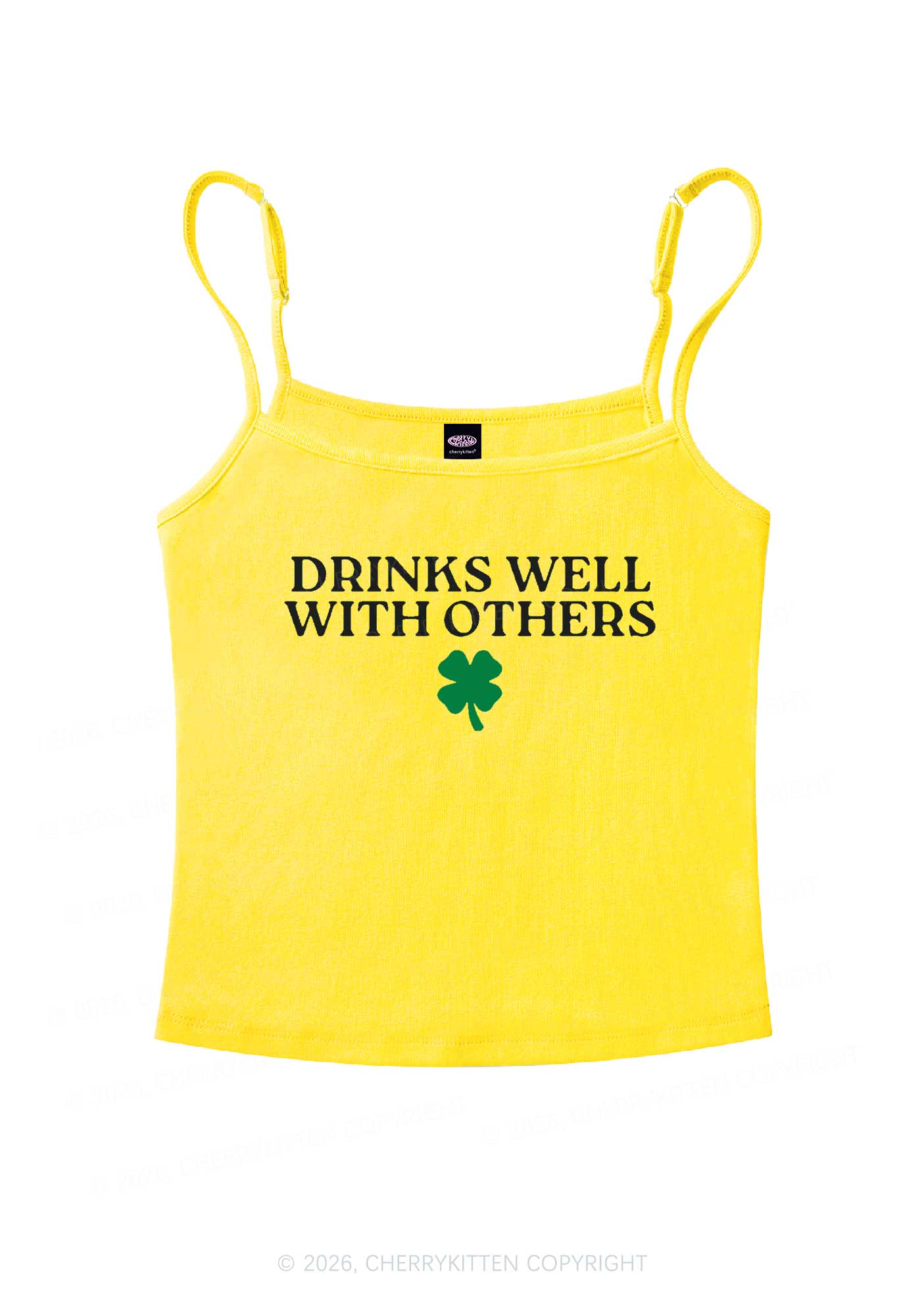 Drinks Well With Others St Patricks Y2K Spaghetti Strap Cami Cherrykitten