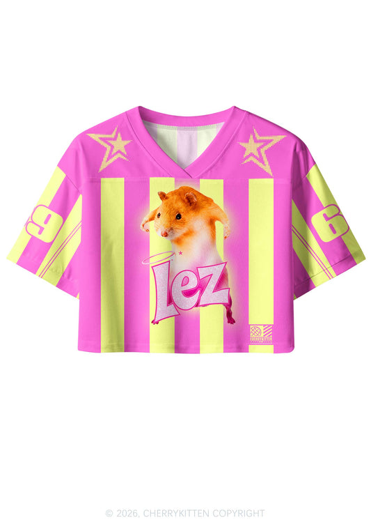 Lez Pink Ratz Pride Y2K Crop Sport Jersey Shirts Cherrykitten