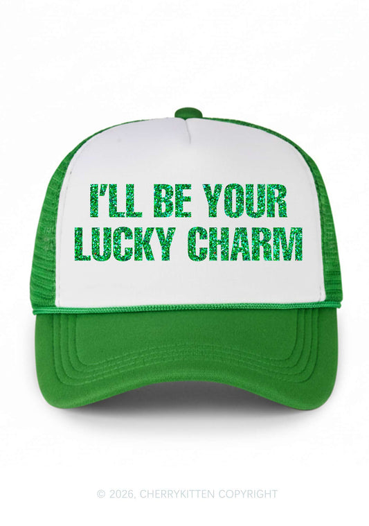 Glitter Be Your Lucky Charm St Patricks Y2K Colorblock Trucker Hat Cherrykitten