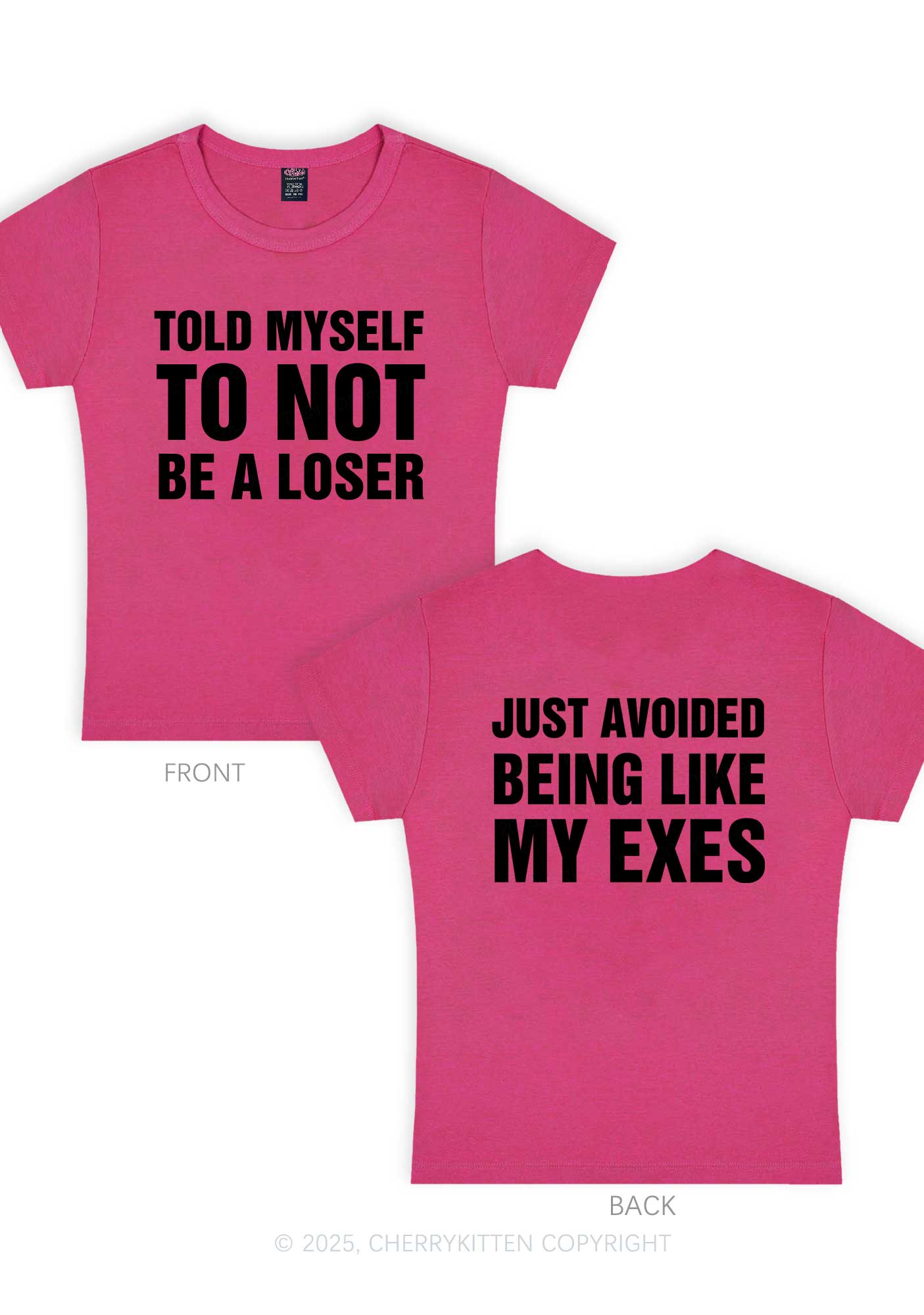 Not Be A Loser Two Sides Y2K Baby Tee Cherrykitten
