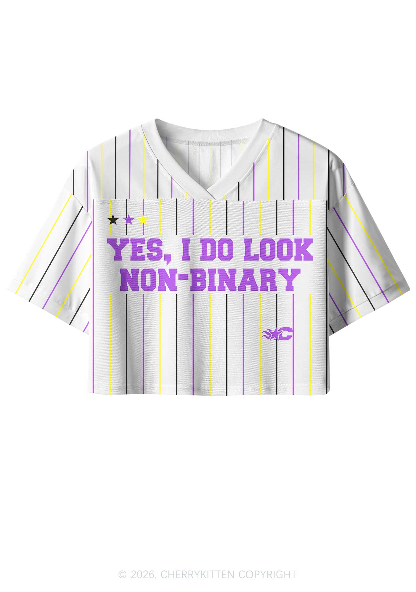 I Do Look Nonbinary Pride Y2K Crop Sport Jersey Shirts Cherrykitten