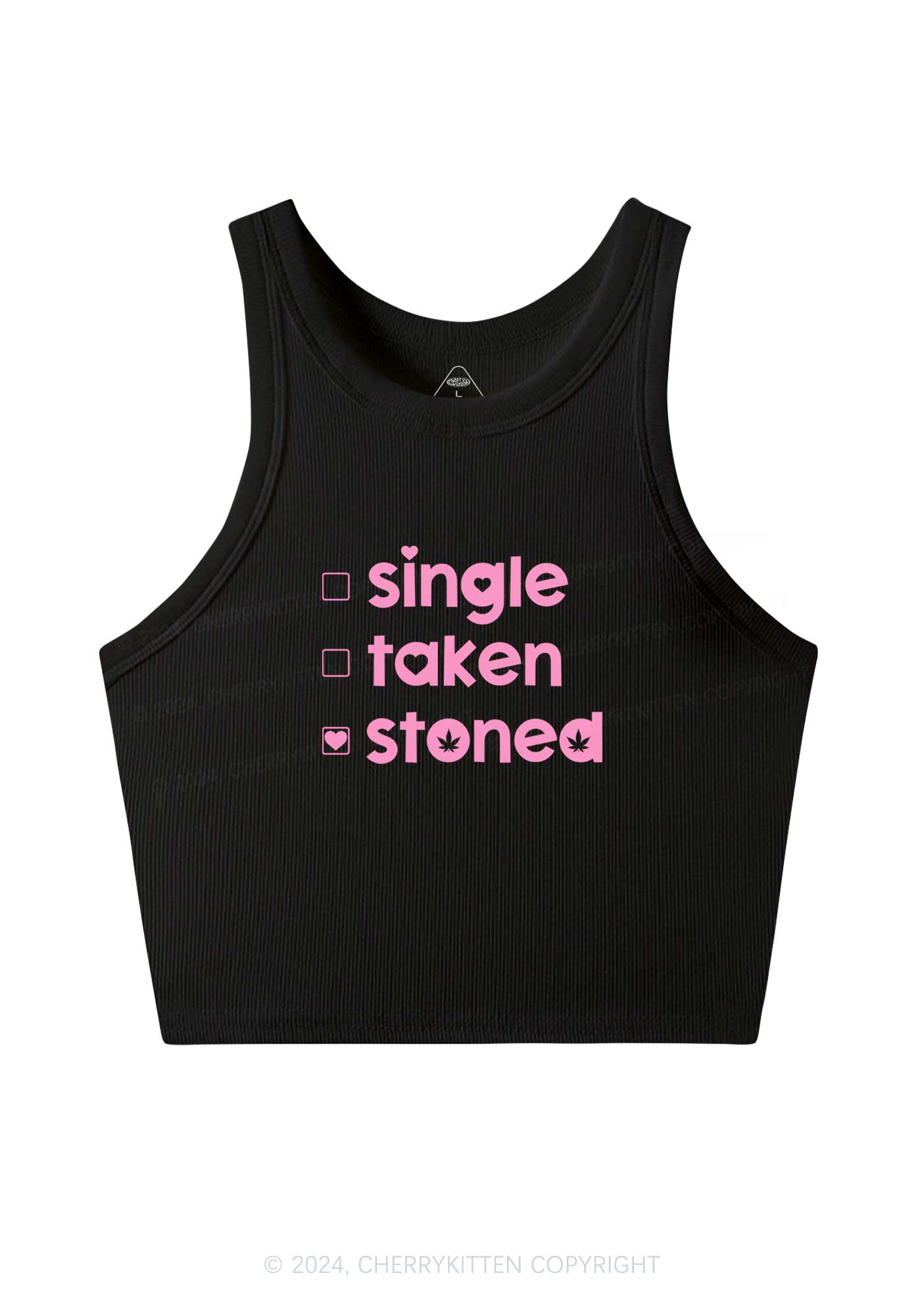 Single Taken Stoned Y2K Valentine's Day Crop Tank Top Cherrykitten