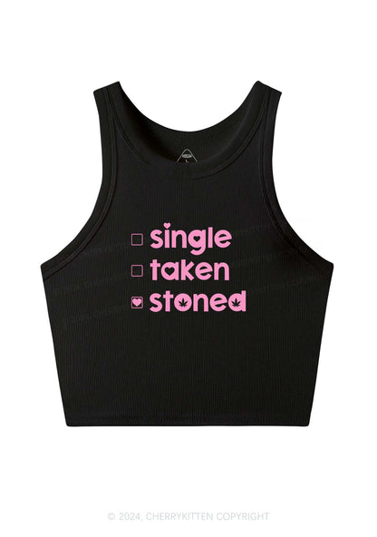 Single Taken Stoned Y2K Valentine's Day Crop Tank Top Cherrykitten