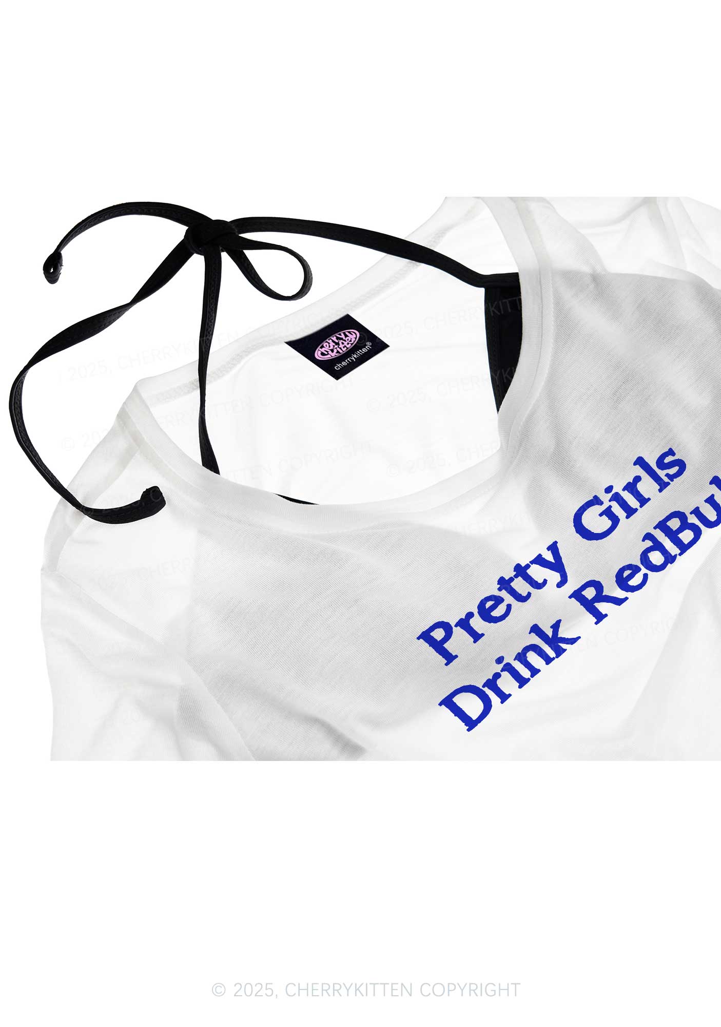 Pretty Girls Drink Redbull  Y2K Sheer Crop Tee Cherrykitten