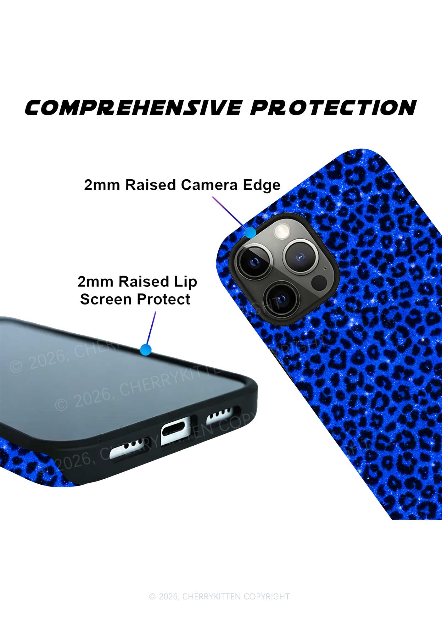 Royal Blue Leopard Y2K Phone Case Cherrykitten