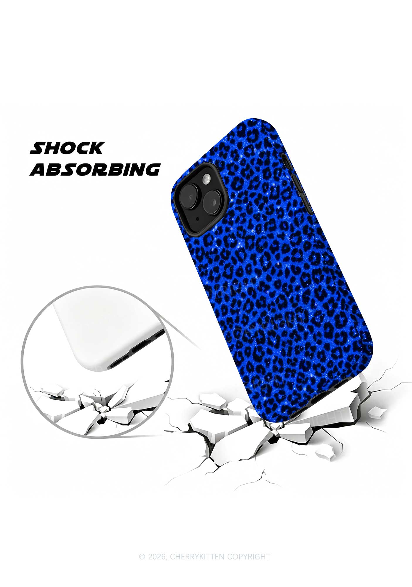 Royal Blue Leopard Y2K Phone Case Cherrykitten
