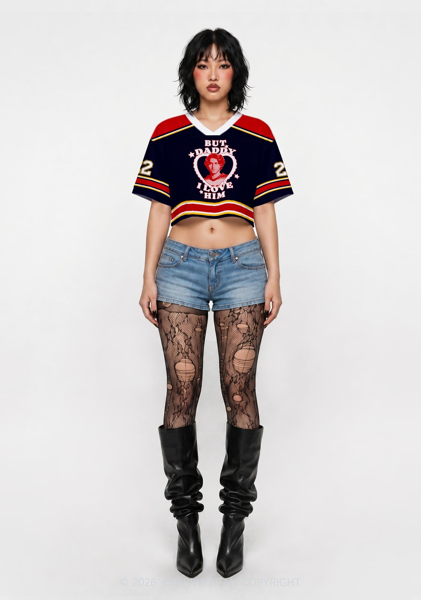 But Daddy I Love Him JL Y2K Crop Sport Jersey Shirts Cherrykitten