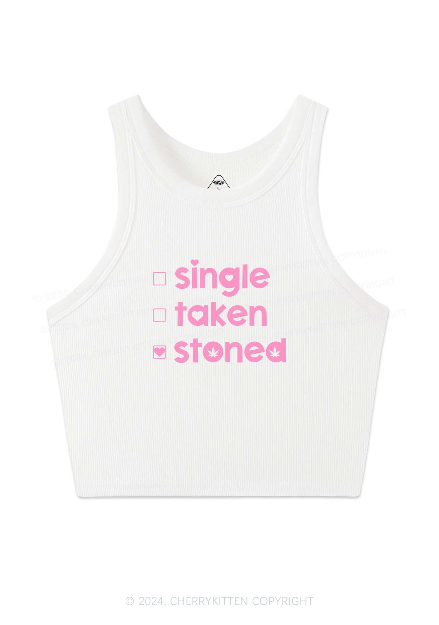 Single Taken Stoned Y2K Valentine's Day Crop Tank Top Cherrykitten