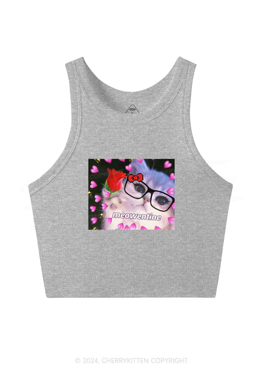 Meowentine Kitten Y2K Valentine's Day Crop Tank Top Cherrykitten