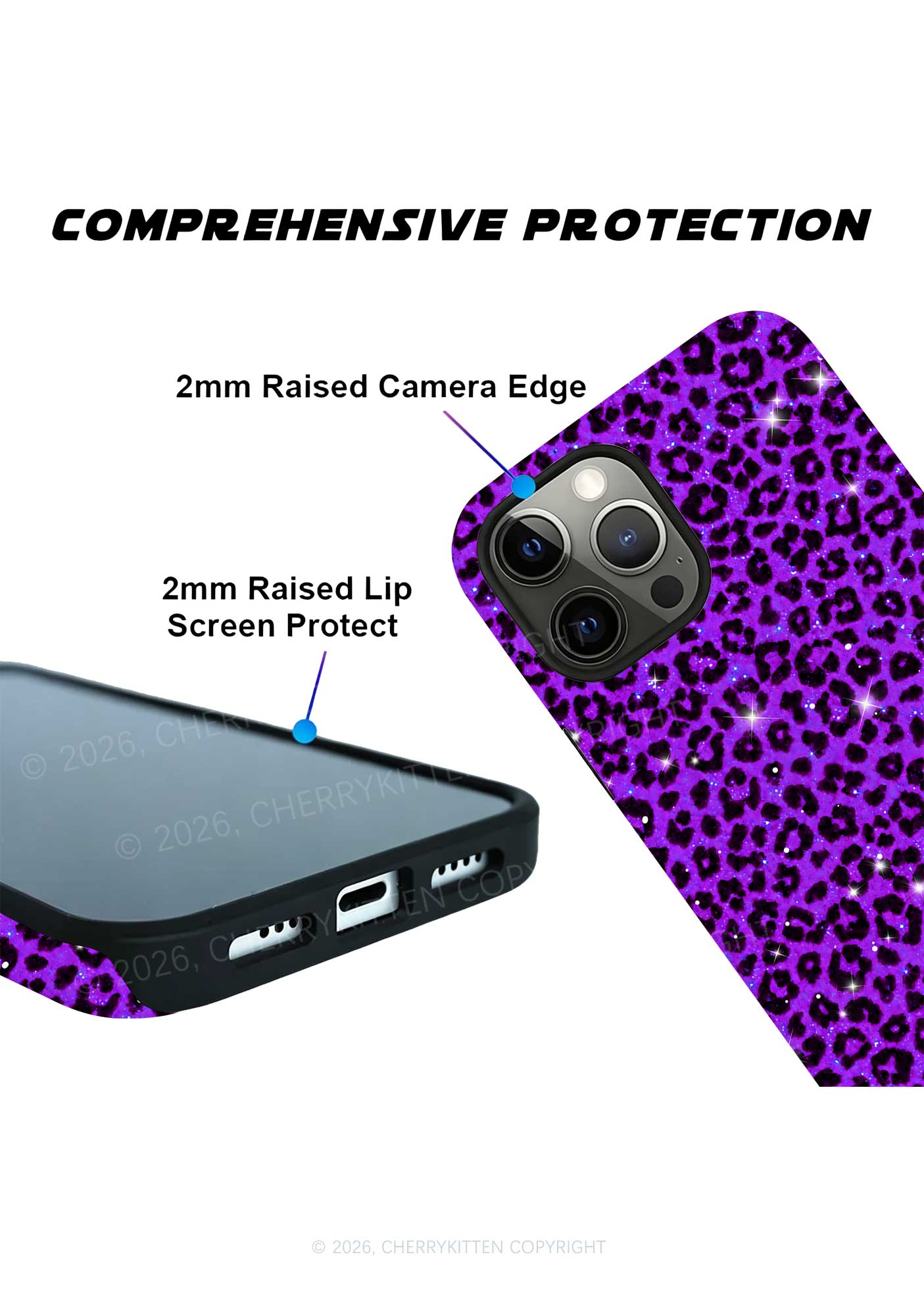 Dark Purple Leopard Y2K Phone Case Cherrykitten