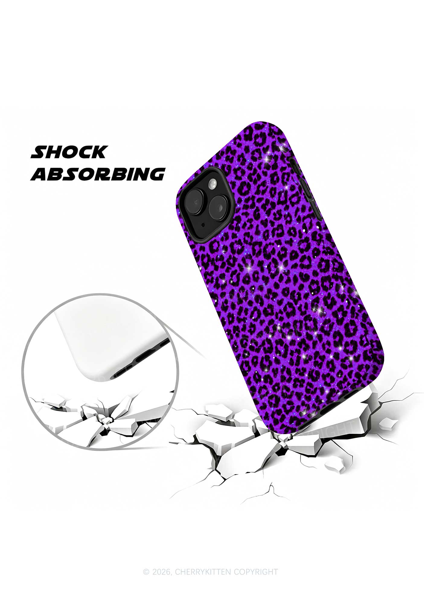 Dark Purple Leopard Y2K Phone Case Cherrykitten