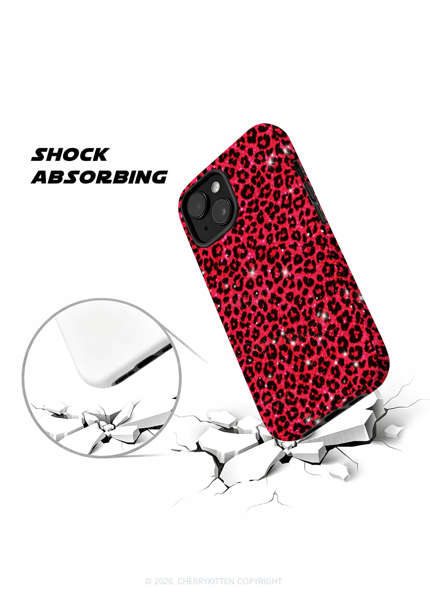 Bright Red Leopard Y2K Phone Case Cherrykitten