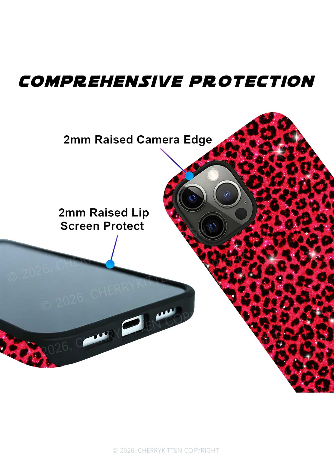 Bright Red Leopard Y2K Phone Case Cherrykitten