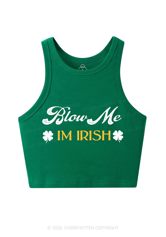 Blow Me Im Irish St Patricks Y2K Crop Tank Top Cherrykitten