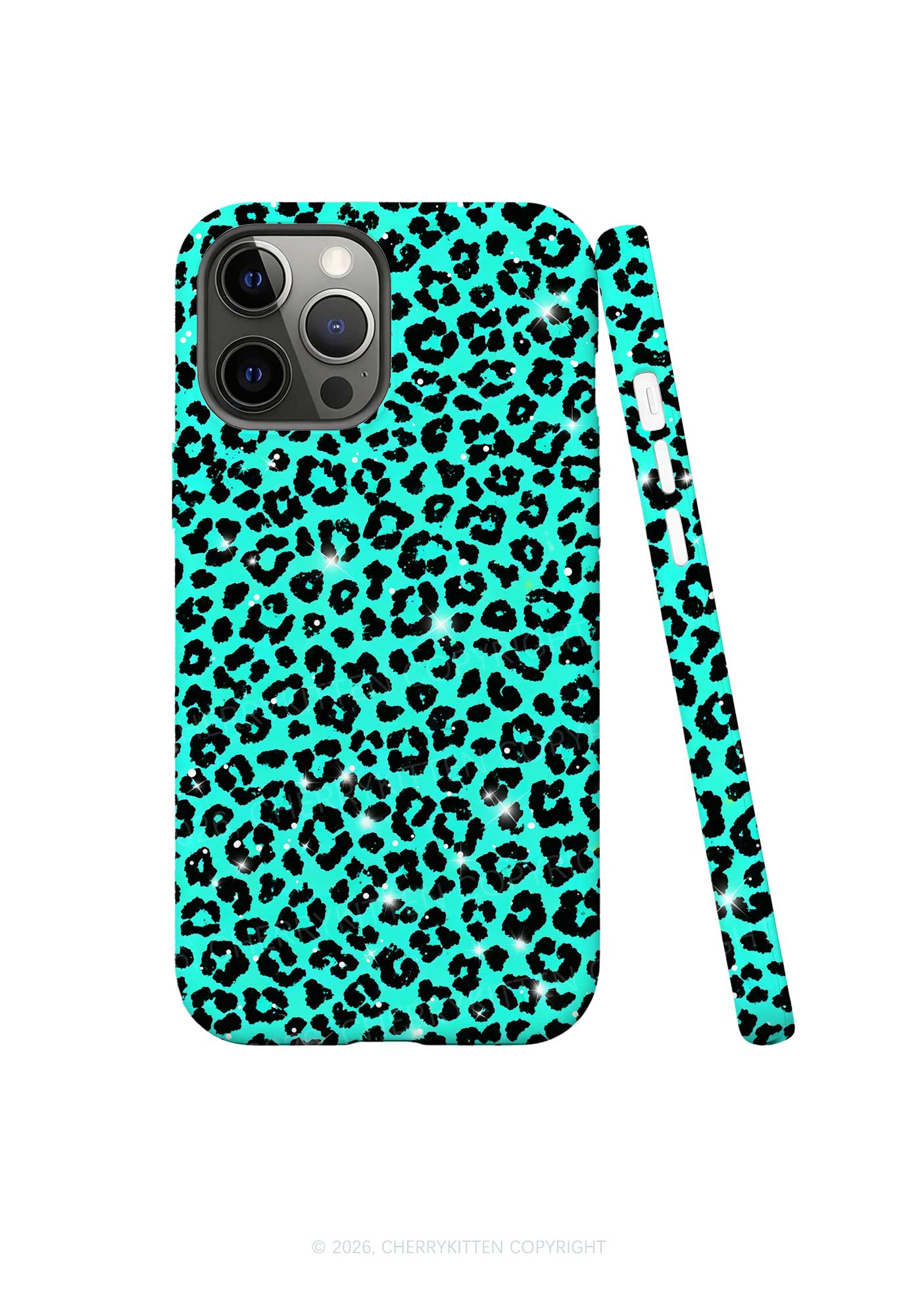 Turquoise Green Leopard Y2K Phone Case Cherrykitten