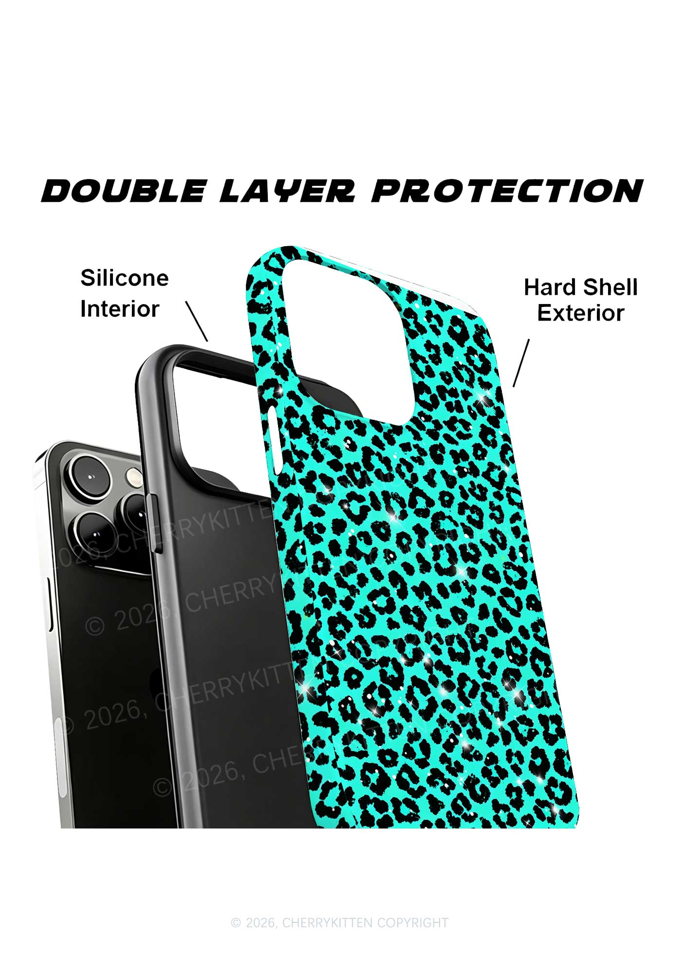 Turquoise Green Leopard Y2K Phone Case Cherrykitten