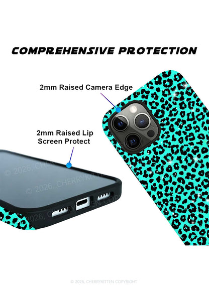 Turquoise Green Leopard Y2K Phone Case Cherrykitten