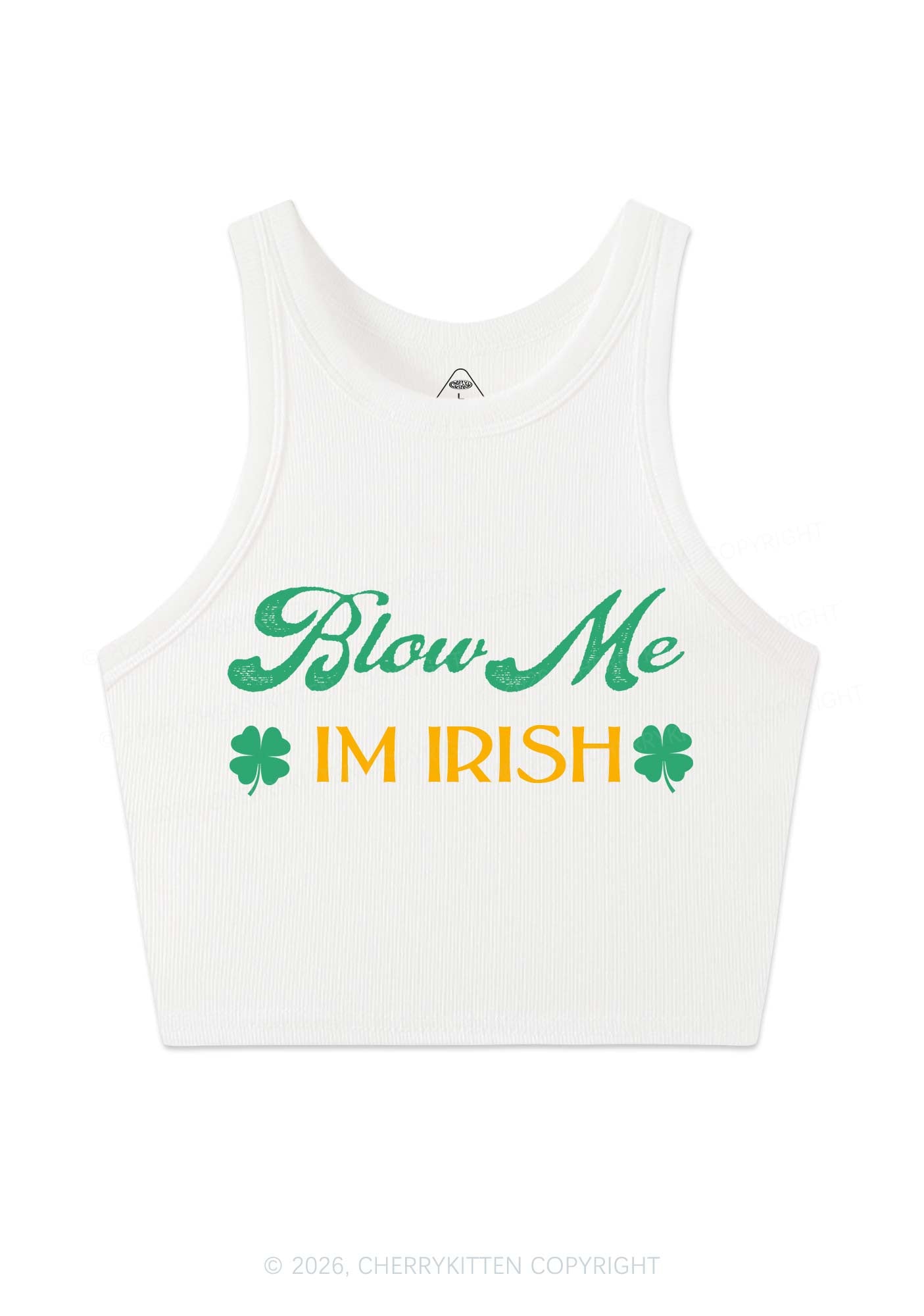 Blow Me Im Irish St Patricks Y2K Crop Tank Top Cherrykitten