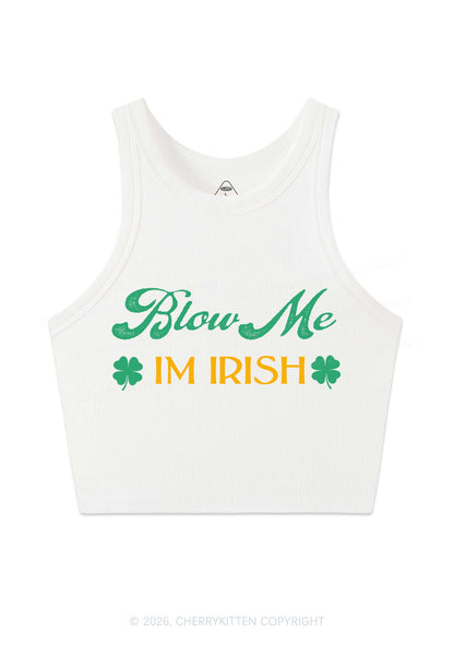 Blow Me Im Irish St Patricks Y2K Crop Tank Top Cherrykitten