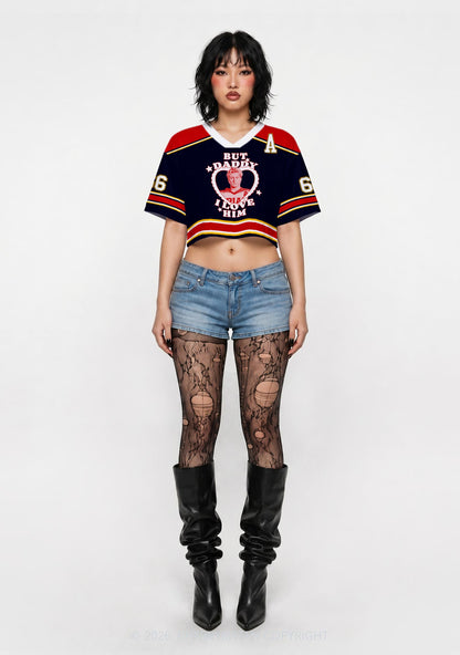 But Daddy I Love Him DL Y2K Crop Sport Jersey Shirts Cherrykitten