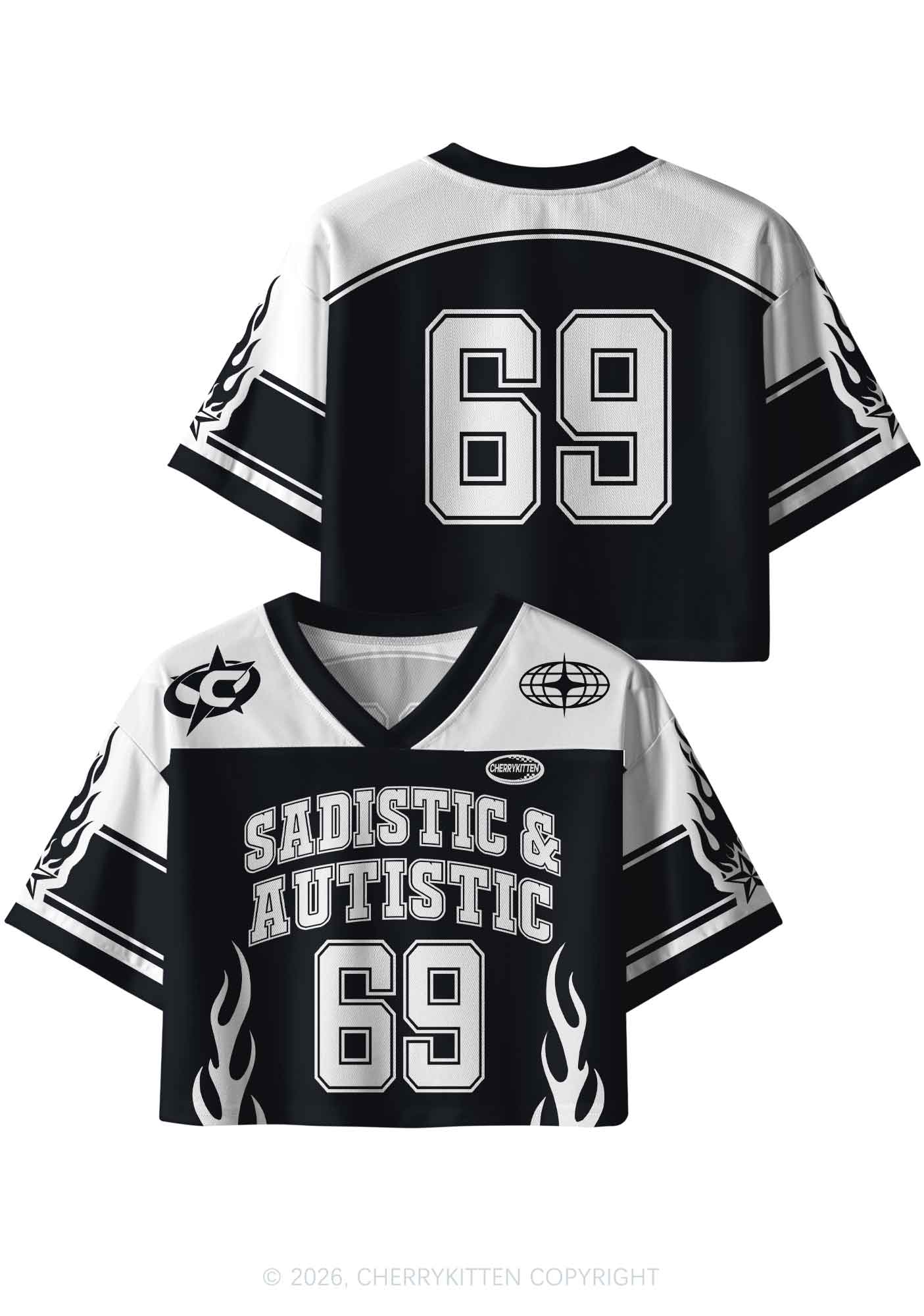 Sadistic And Autistic Y2K Crop Sport Jersey Shirts Cherrykitten