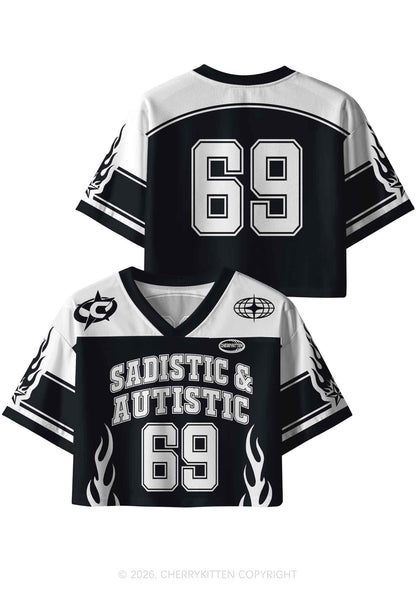 Sadistic And Autistic Y2K Crop Sport Jersey Shirts Cherrykitten