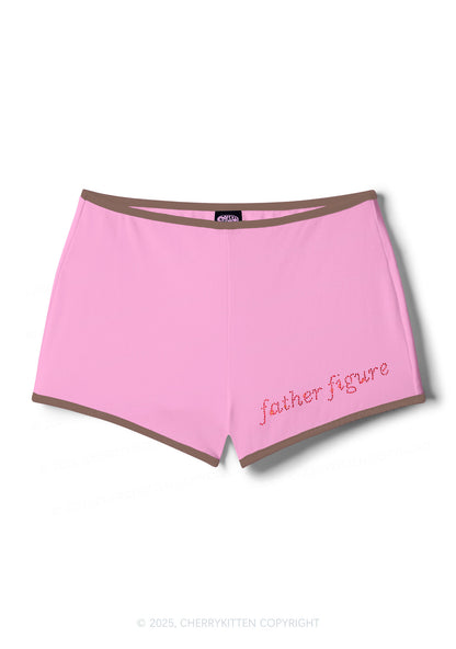Rhinestone Red Father Figure Y2K Booty Shorts Cherrykitten