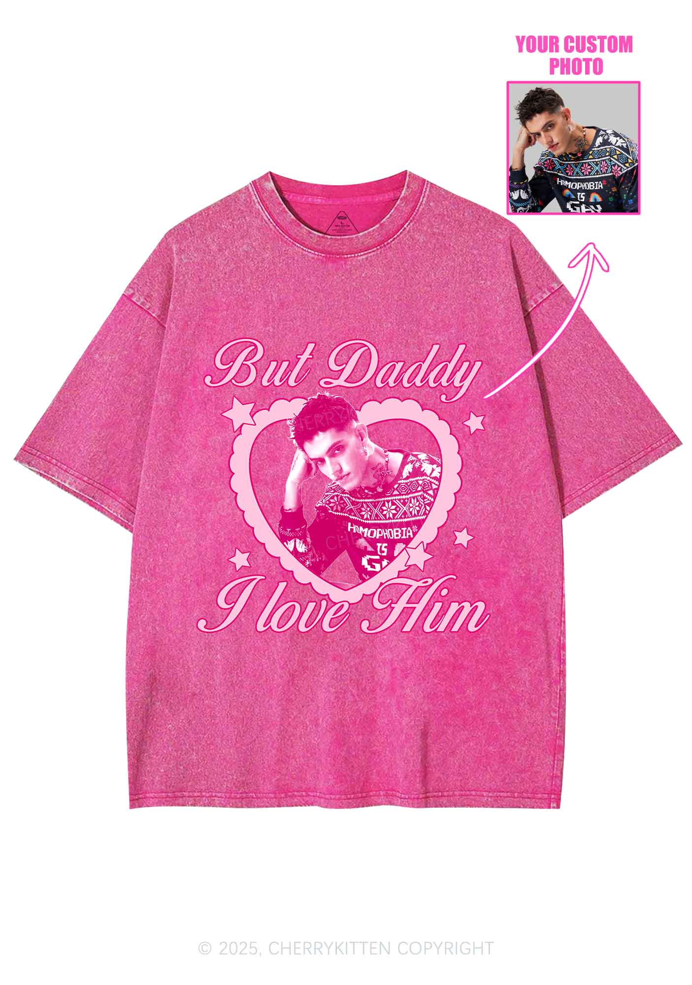 Custom Daddy I love Him Y2K Shirts Washed Tee Cherrykitten