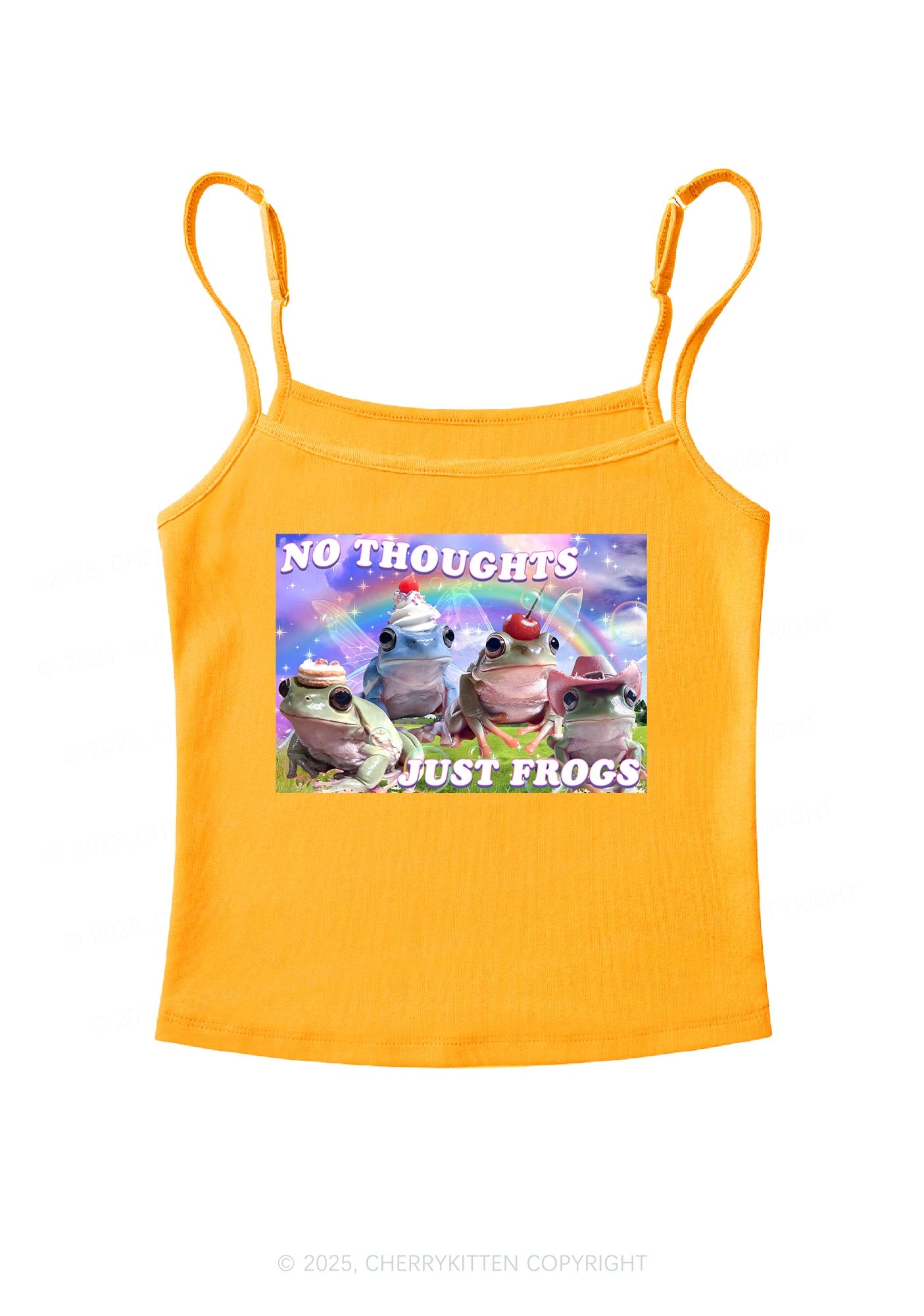 No Thoughts Just Frogs Y2K Spaghetti Strap Cami Cherrykitten