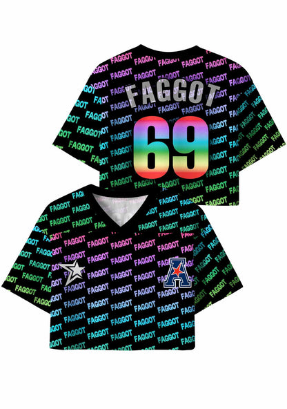 Rainbow Gradient Faggot Pride Y2K Crop Sport Jersey Shirts Cherrykitten