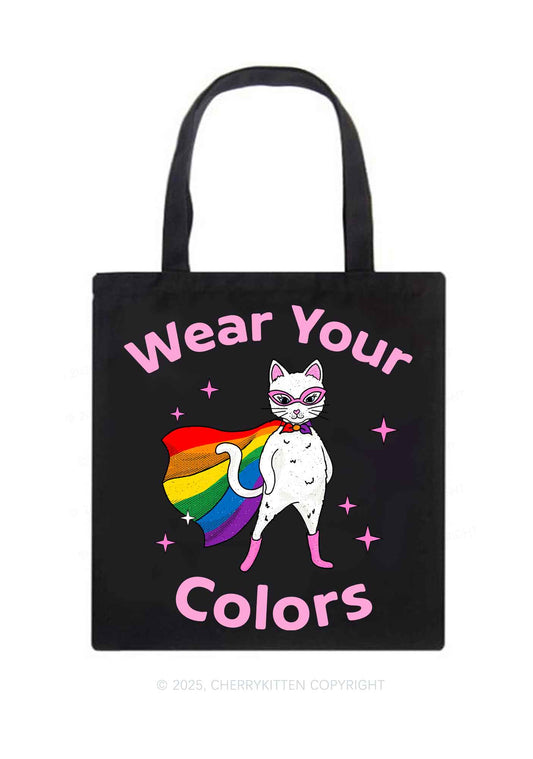 Pride Flag Cat Y2K Canvas Tote Bag Cherrykitten
