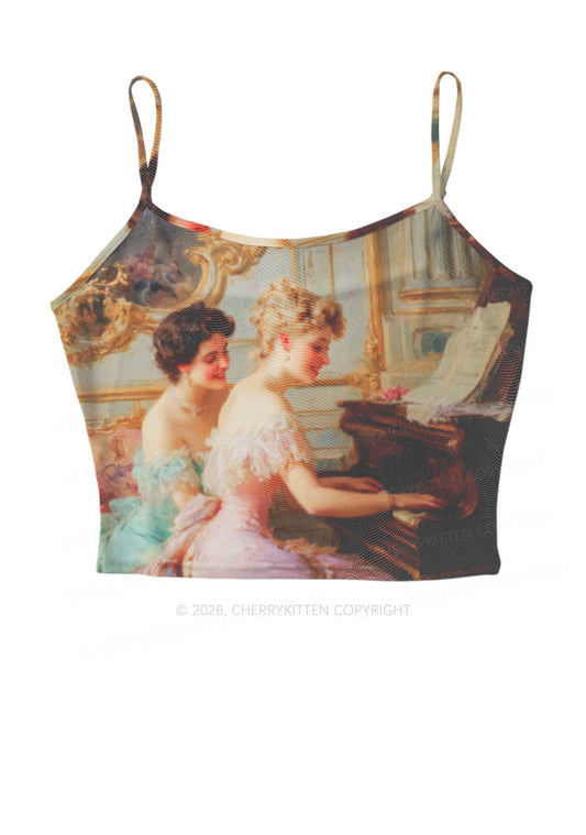 Elegant Piano Room Pride Y2K Mesh Cami Tank Cherrykitten