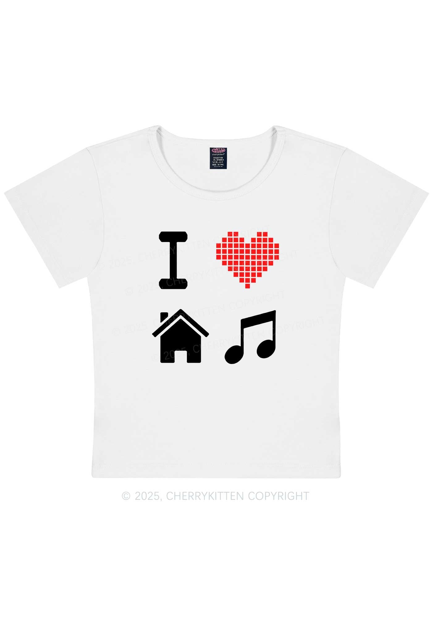 I Love House Music Y2K Baby Tee Cherrykitten