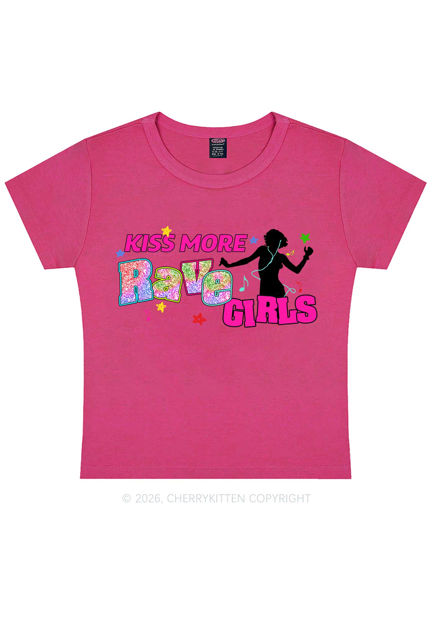 Kiss More Rave Girls Y2K Baby Tee Cherrykitten