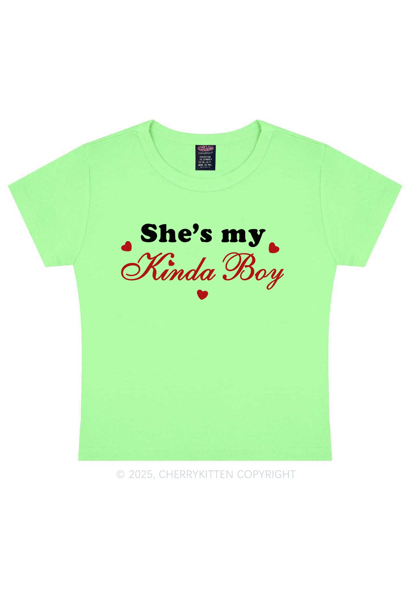 Shes My Kinda Boy Pride Y2K Baby Tee Cherrykitten