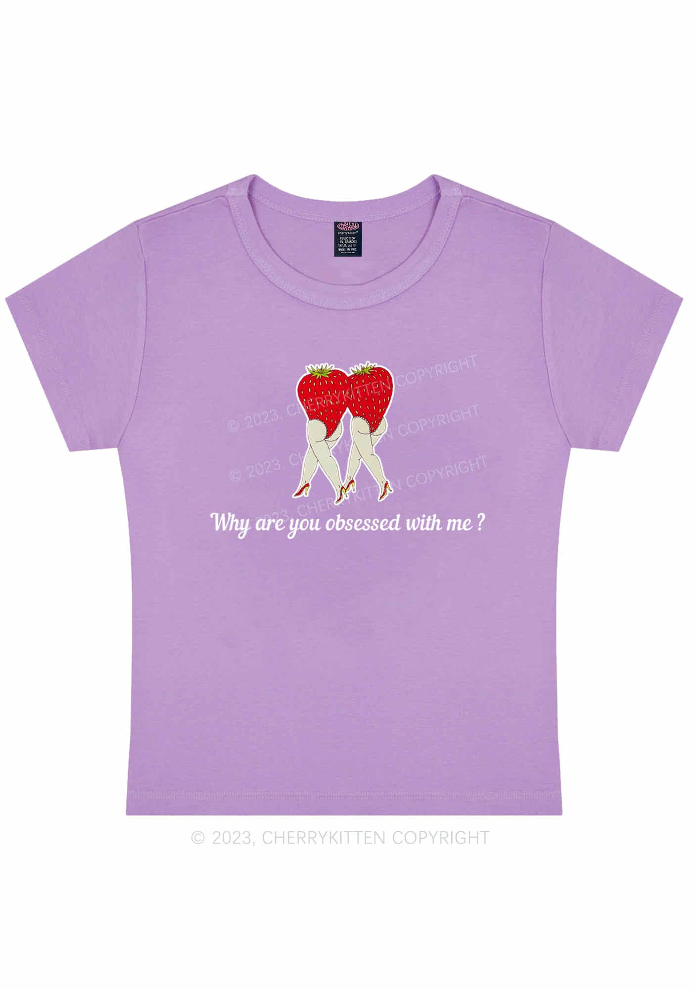 Curvy Why Are You Obsessed With Strawberries Baby Tee Cherrykitten