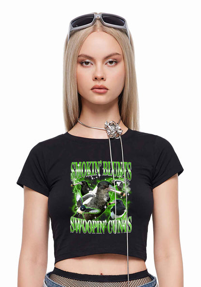 Smokin Blunts Swoopin Cxxts Y2K Baby Tee Cherrykitten
