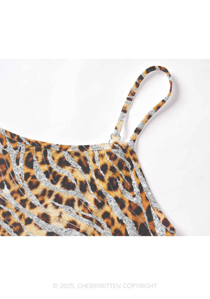 Silver Glitter Leopard Y2K Mesh Cami Tank Cherrykitten
