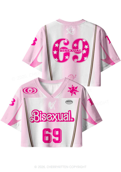 Pink Bisexual Pride Y2K Crop Sport Jersey Shirts Cherrykitten