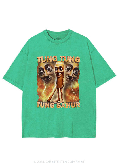 Tung Sahur Italian Brainrot Shirt Y2K Shirts Washed Tee Cherrykitten