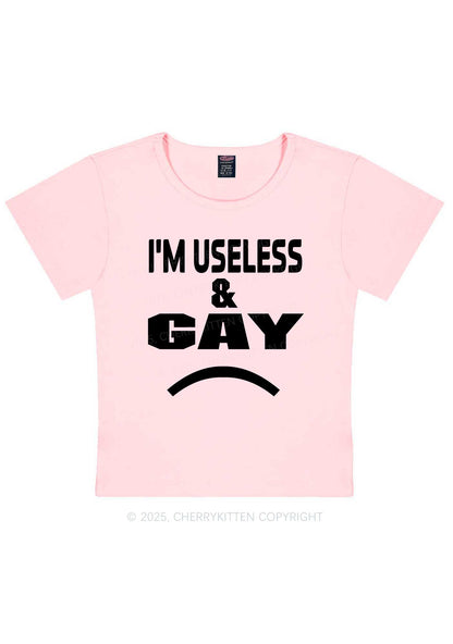 Useless Gay Pride Y2K Baby Tee Cherrykitten
