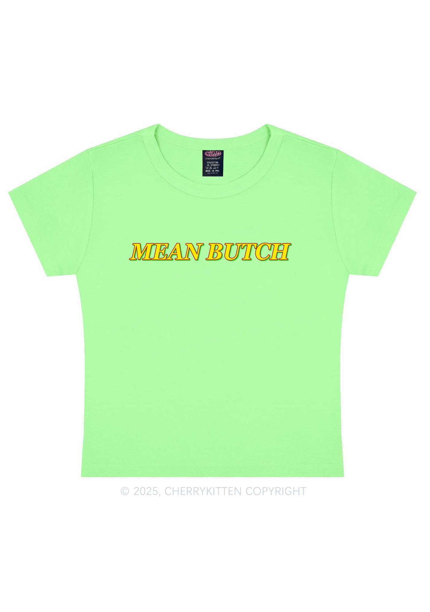 Mean Butch Pride Y2K Baby Tee Cherrykitten